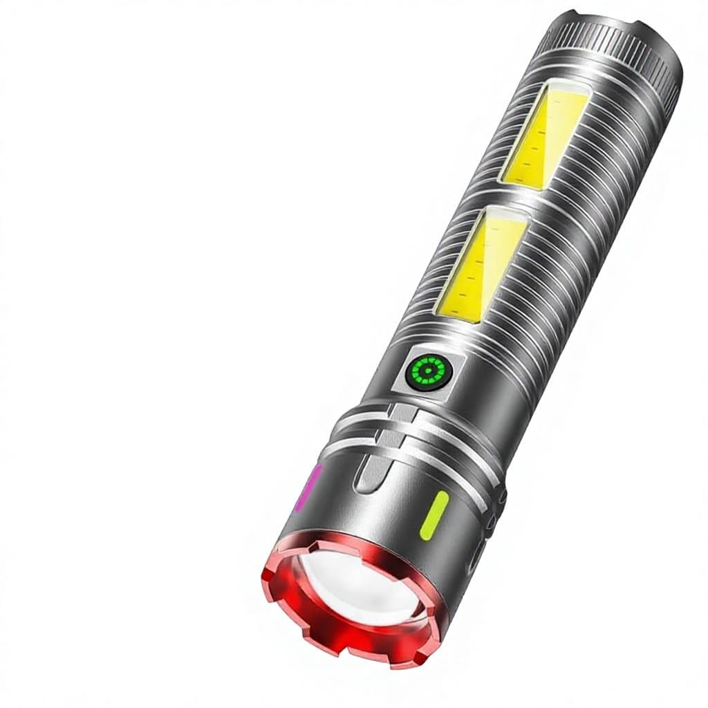 New Aluminum Alloy Camping Flashlight Built-in 6 Large-Capacity Lithium Batteries...