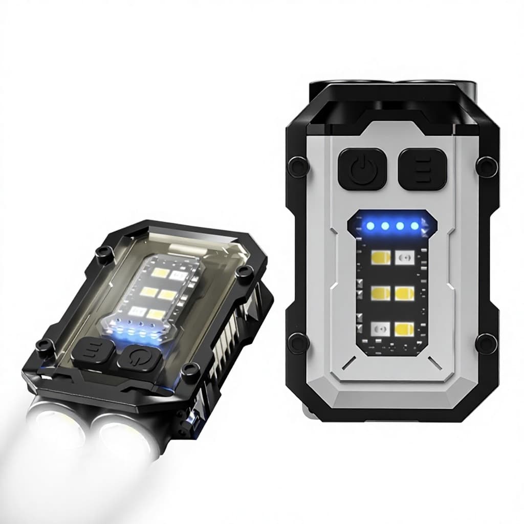 Keychain Light Outdoor Dual-Source High-Brightness Mini Flashlight Cap Clip Rechargeable...
