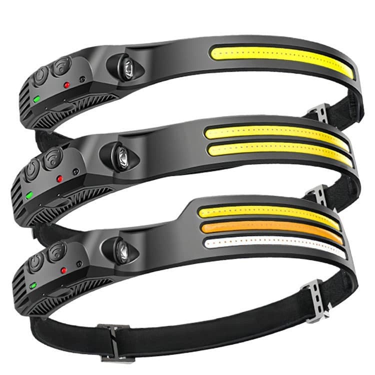 Induction Rechargeable 5W Headlamp COB Silicone Portable Head-Mounted Flashlight...