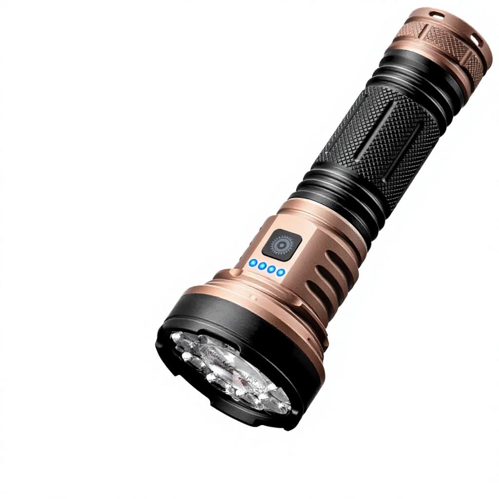 High-Intensity P50+3030 High-Power Bright LED Flashlight Outdoor Battery Level Indicator...