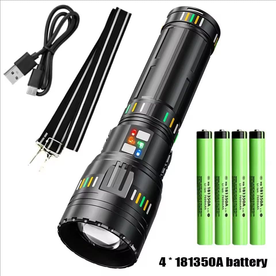 60W Super Bright 1000m Long Range Torch Light USB Rechargeable Zoomable Lantern Power...