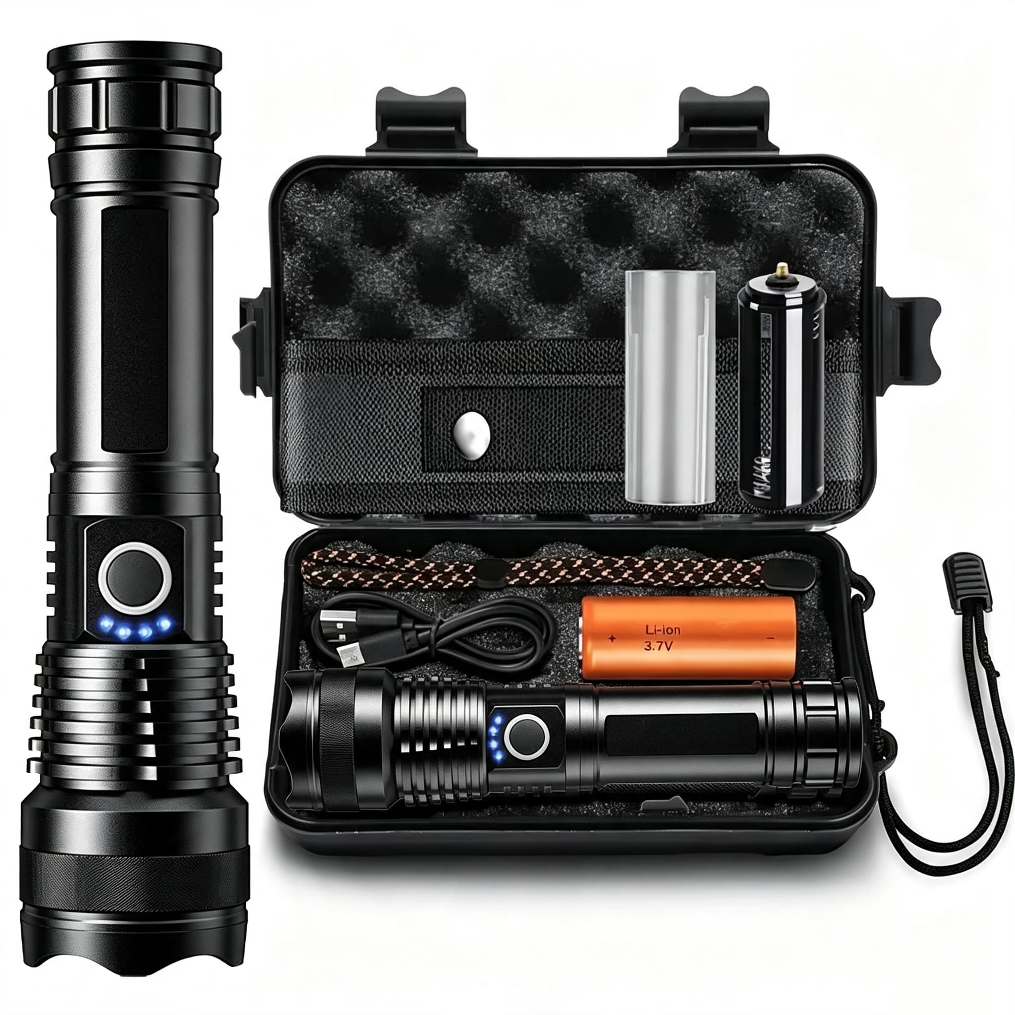 P70 Powerful Rechargeable White LED Torch Light Rechargeable Linterna Lantern Zoomable...
