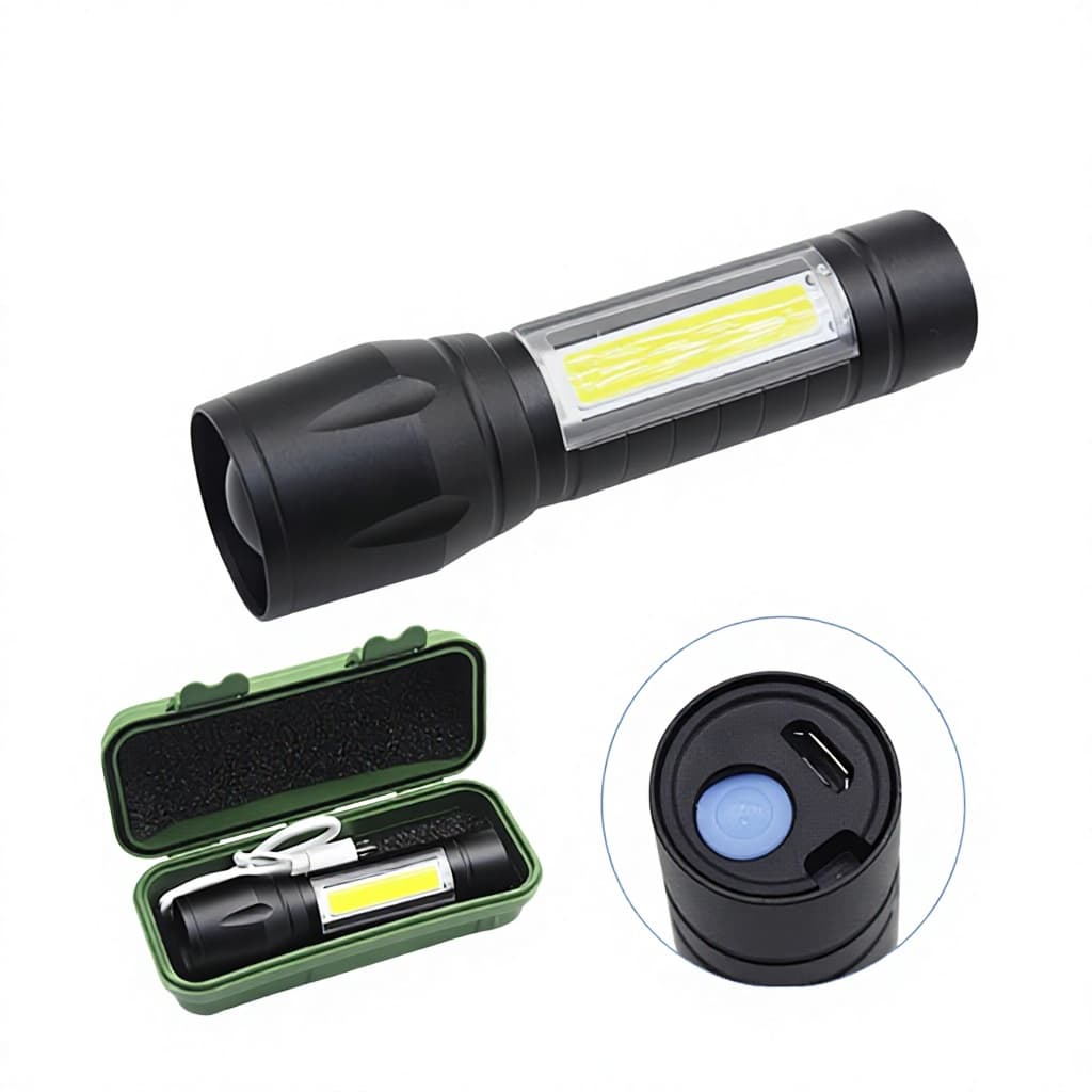 Mini COB LED Lantern Portable 3 Lighting Modes USB Rechargeable Tactical Torch Zoomable...