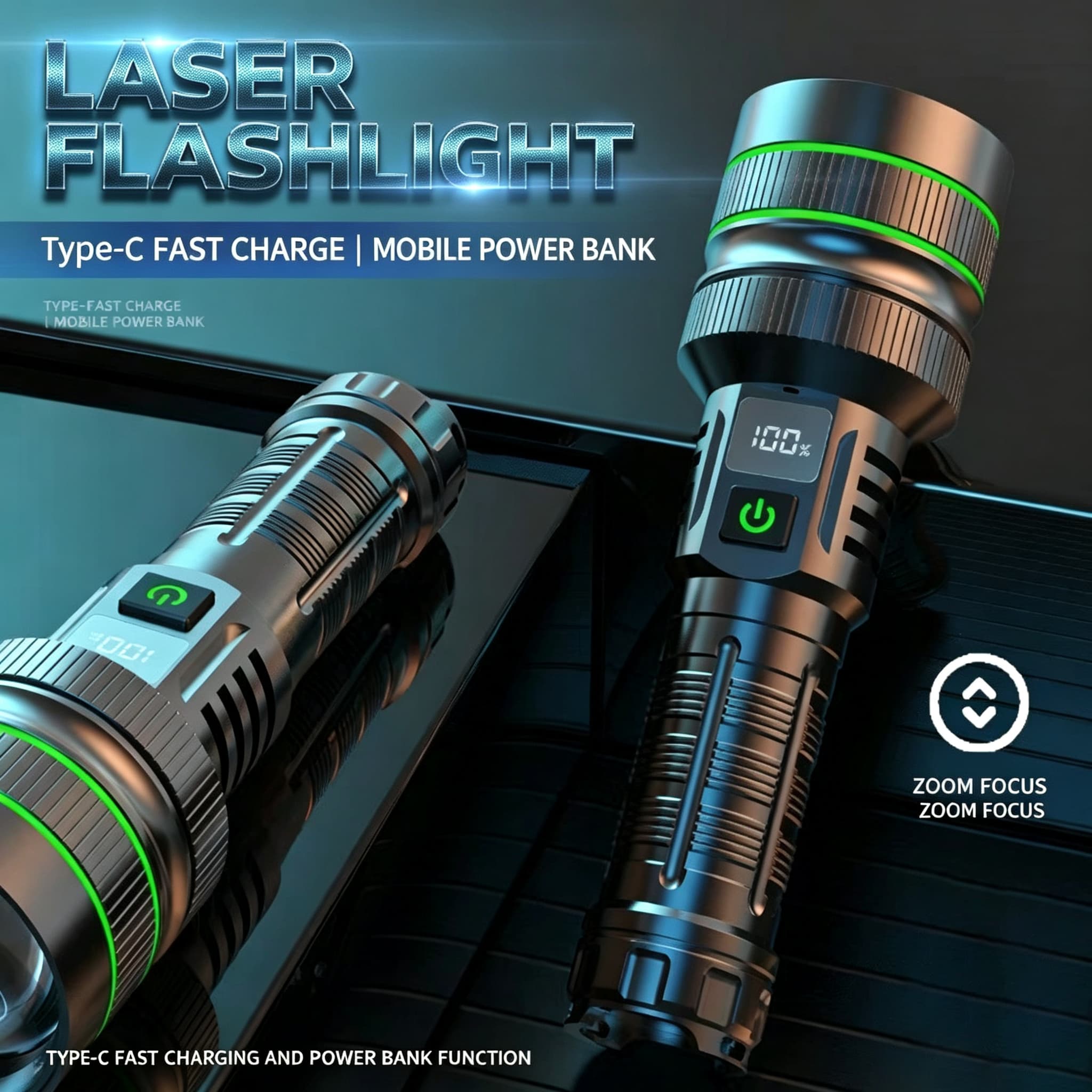 60W Zoomable Rechargeable Tactical Flashlight YRX-967475